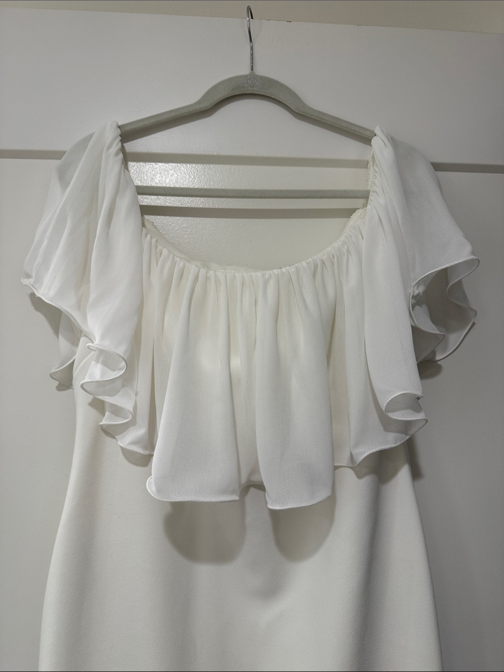 White Off-Shoulder Ruffle Dress - Picture 2 of 5